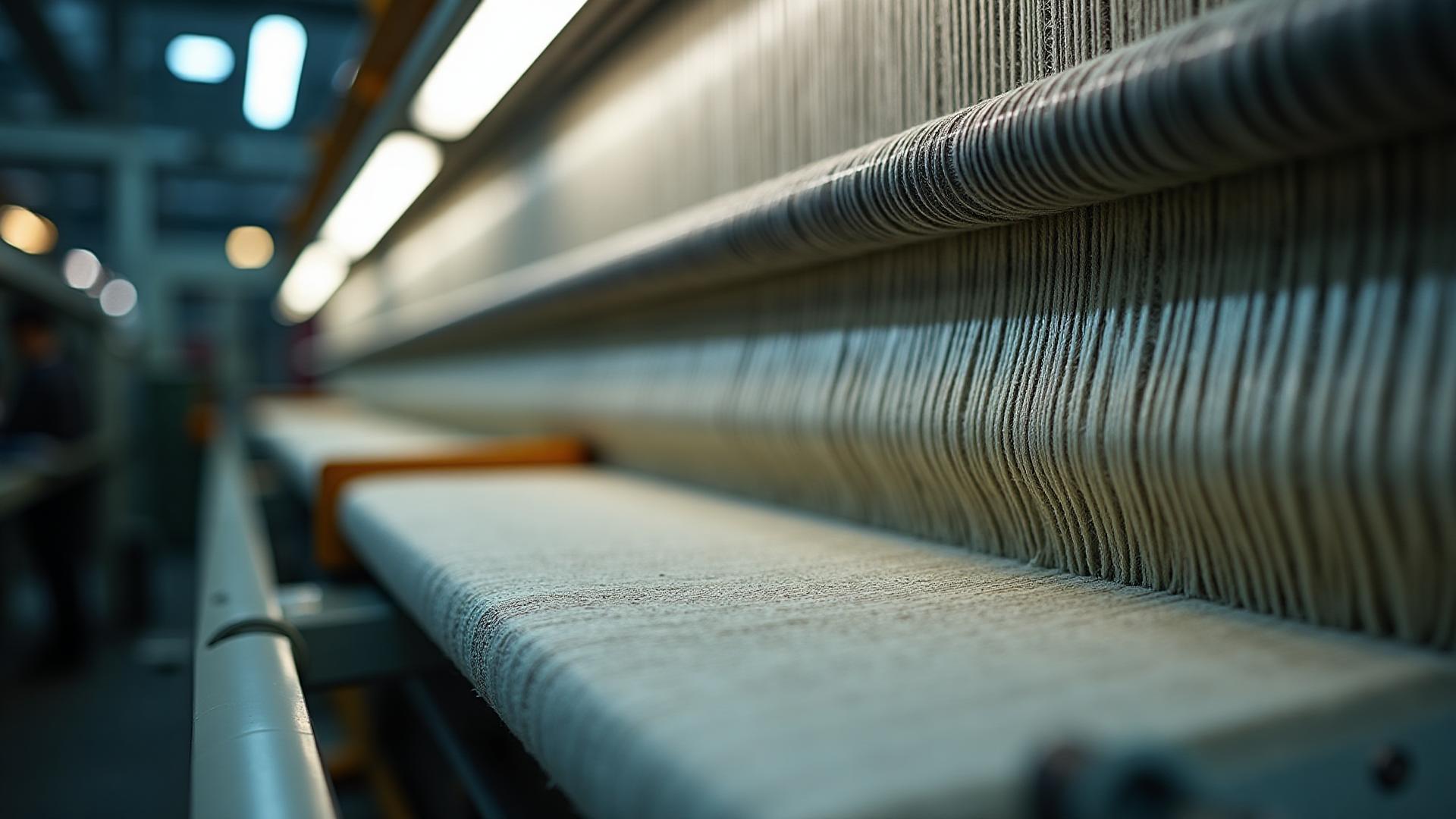 Advanced weaving loom in operation at Janki Nath & Co. textile mill in India